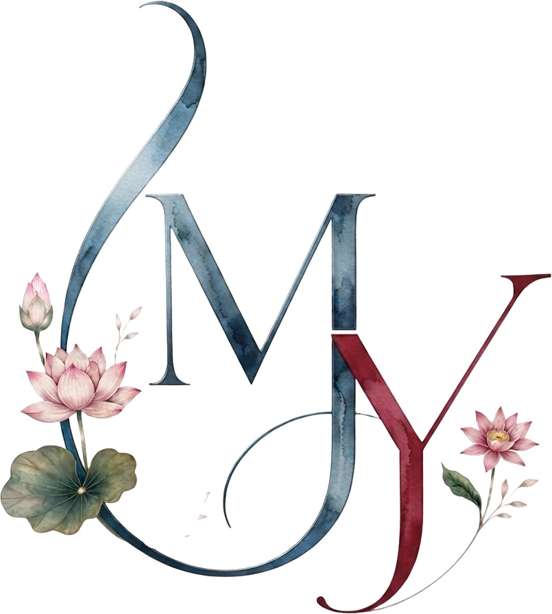 M and Y monogram with lotus flowers
